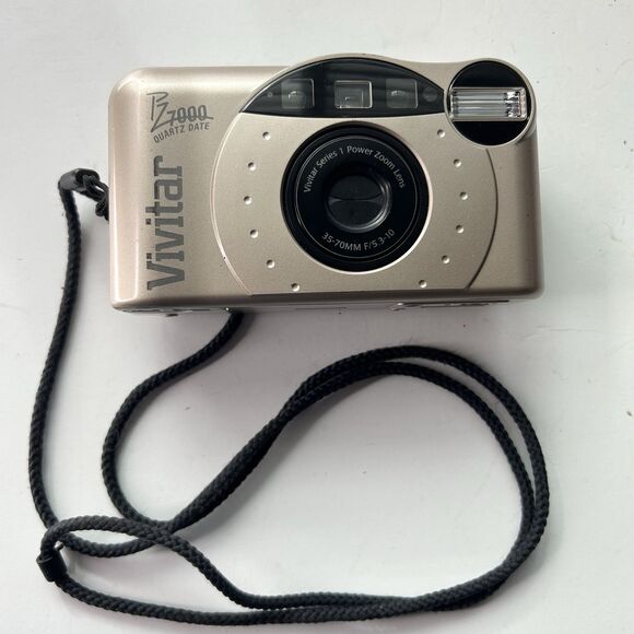 Vivitar Quartz Date PZ7000 Gold 35mm Battery Status LCD Point &Shoot Film Camera - Picture 1 of 10